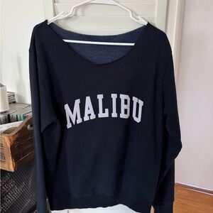 Brandy Navy Malibu Off the Shoulder Sweatshirt